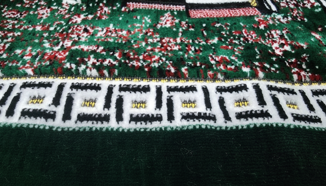 Makkahlooms Green Velvet Makkah Wall Carpet Kaaba 5.25ft x 3.45ft