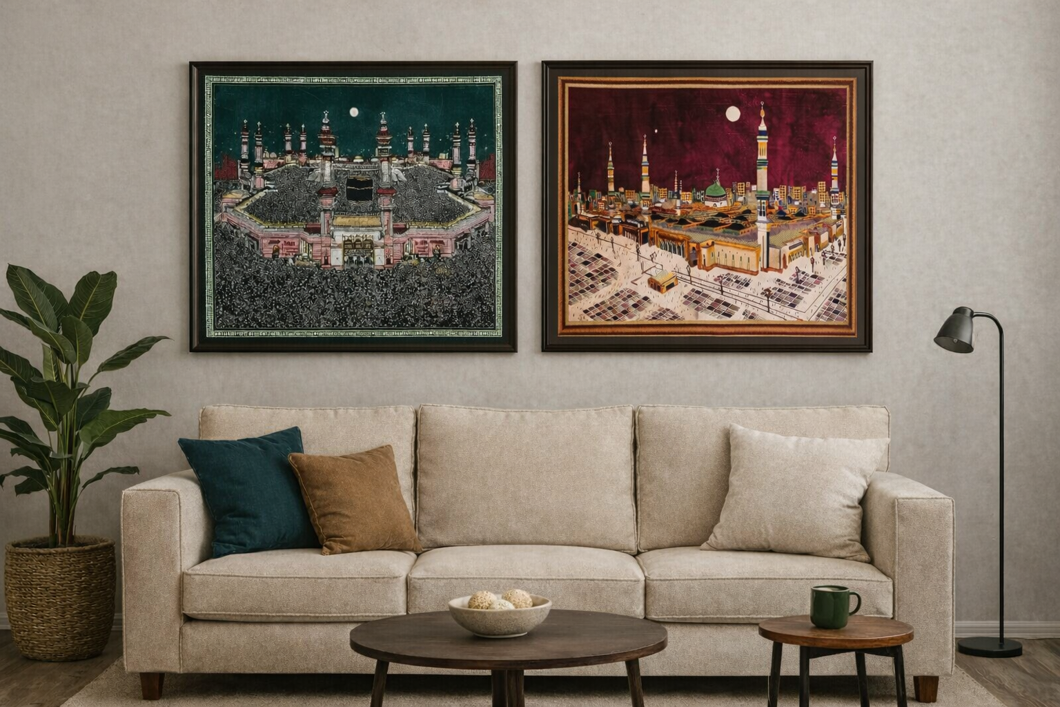 Makkah and Madina wall Carpet -Exclusive Ramadan Combo (Green and Maroon) Makkahlooms by Abdul Rasheed
