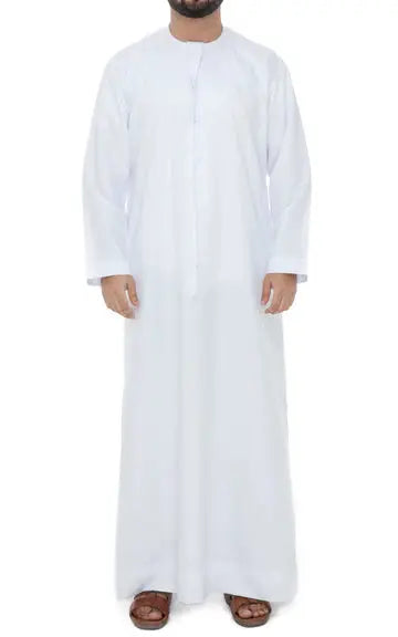 Kandora/Thobe -Classic White. Modern Emirati Style (Size confirmation will be completed via WhatsApp) Makkahlooms by Abdul Rasheed