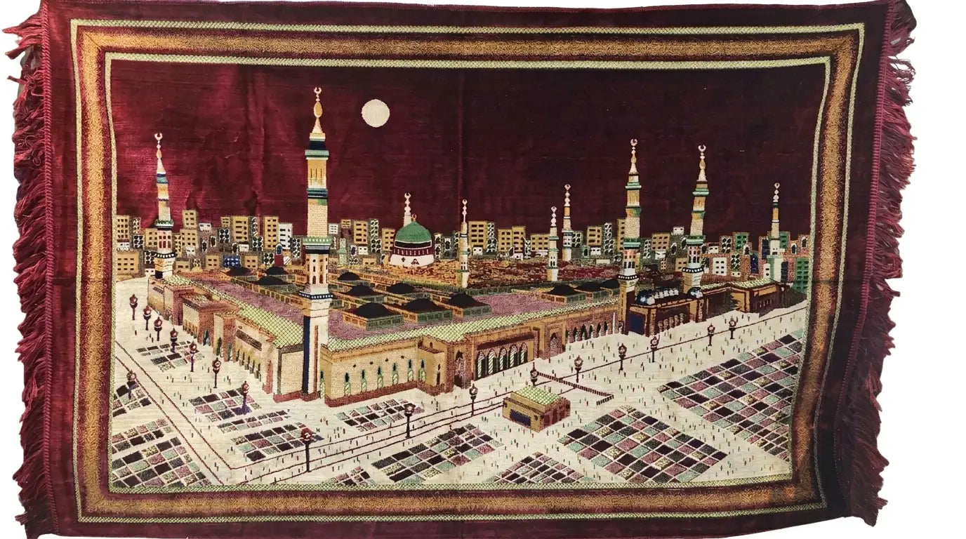 Makkah and Madina wall Carpet -Exclusive Ramadan Combo (Green and Maroon) Makkahlooms by Abdul Rasheed