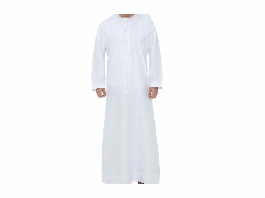 Kandora/Thobe -Classic White. Modern Emirati Style (Size confirmation will be completed via WhatsApp) Makkahlooms by Abdul Rasheed